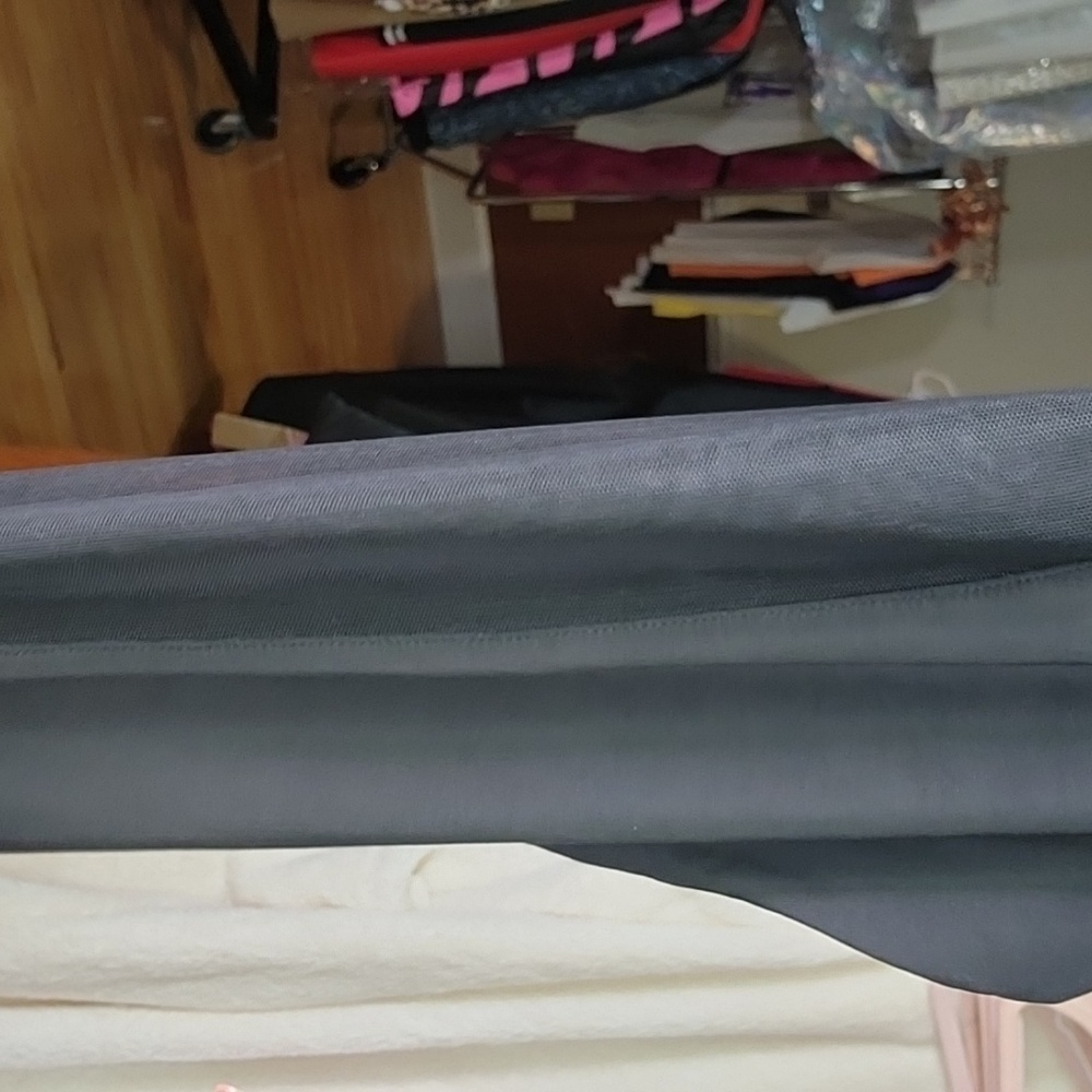 Miz Striped Palazzo: Gray Wide Leg Stretch Drawstring Pants w/ Black White - Picture 12 of 13